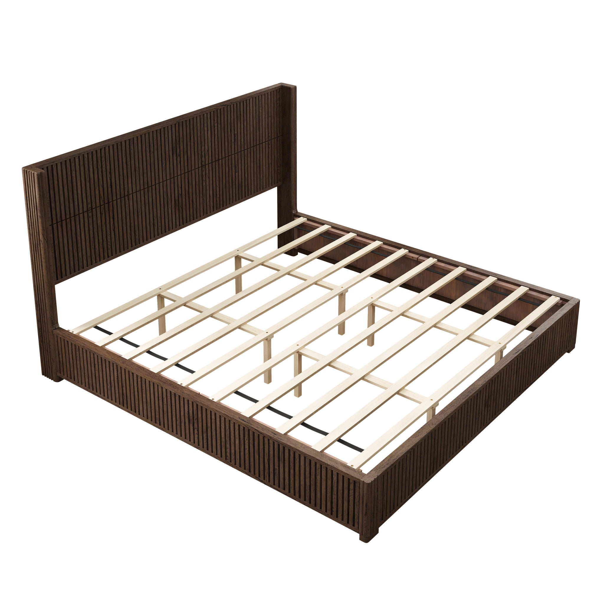 Platform Bed Frame With Headboard, Floor Standing Design by HouseOfZazla