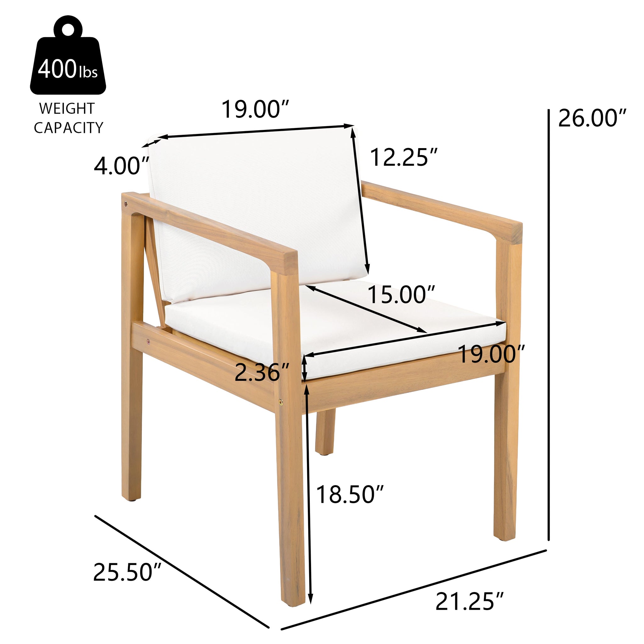 Outdoor Dining Chairs (Set of 2) with Acacia Wood Frame by HouseOfZazla