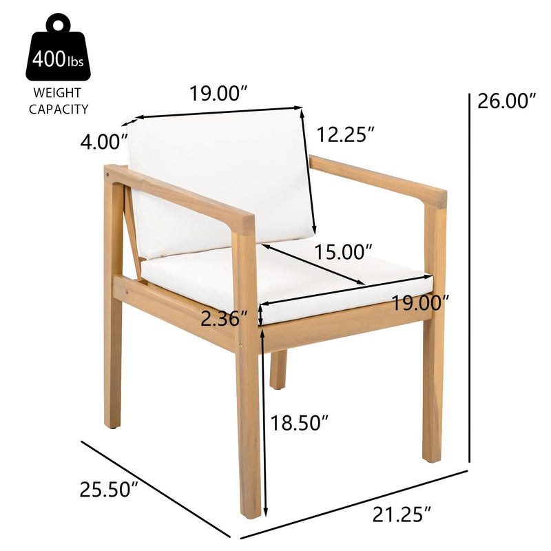 Outdoor Dining Chairs (Set of 2) with Acacia Wood Frame by HouseOfZazla