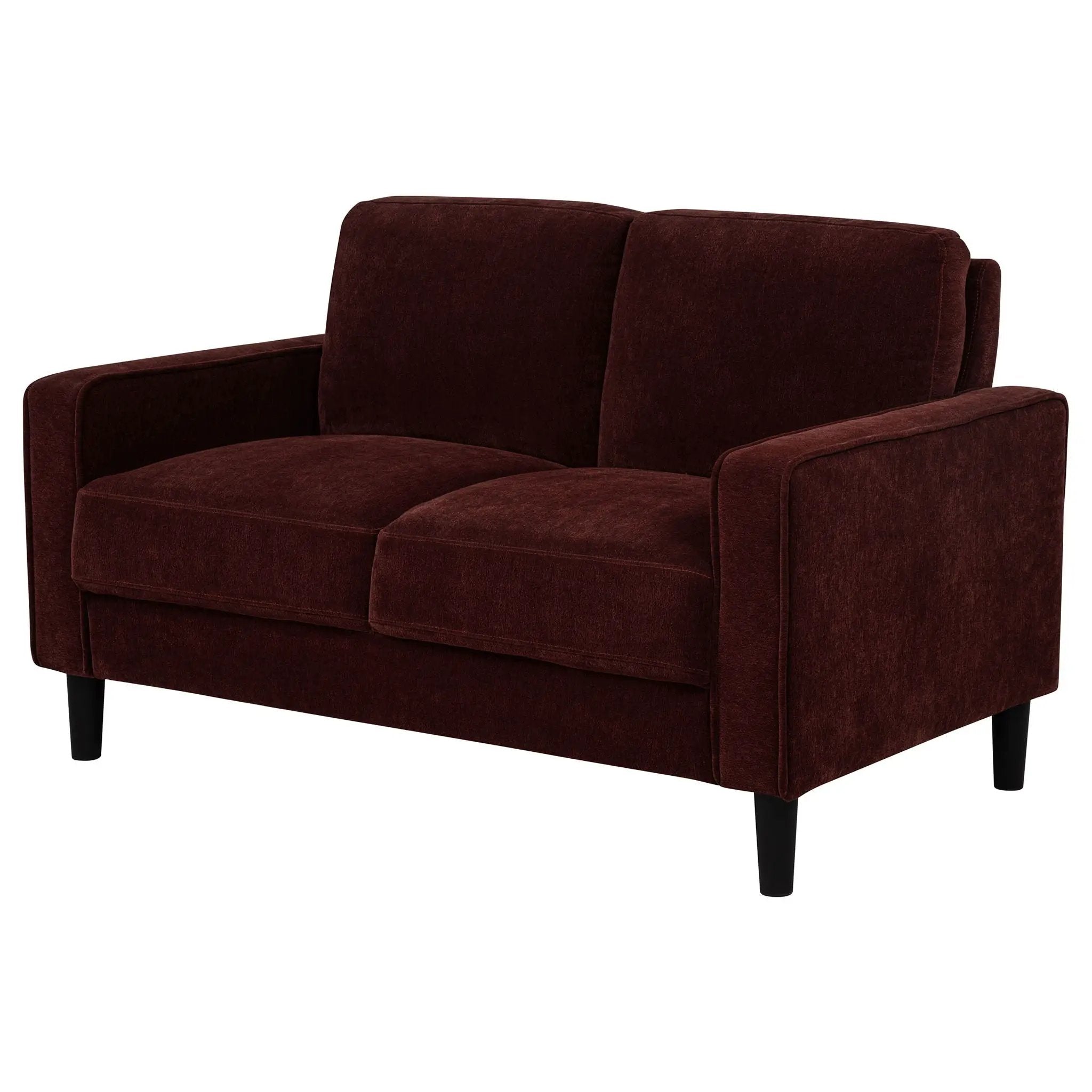 Ruth Fabric Upholstered Track Arm Loveseat Rust Red by Unique Piece Furniture
