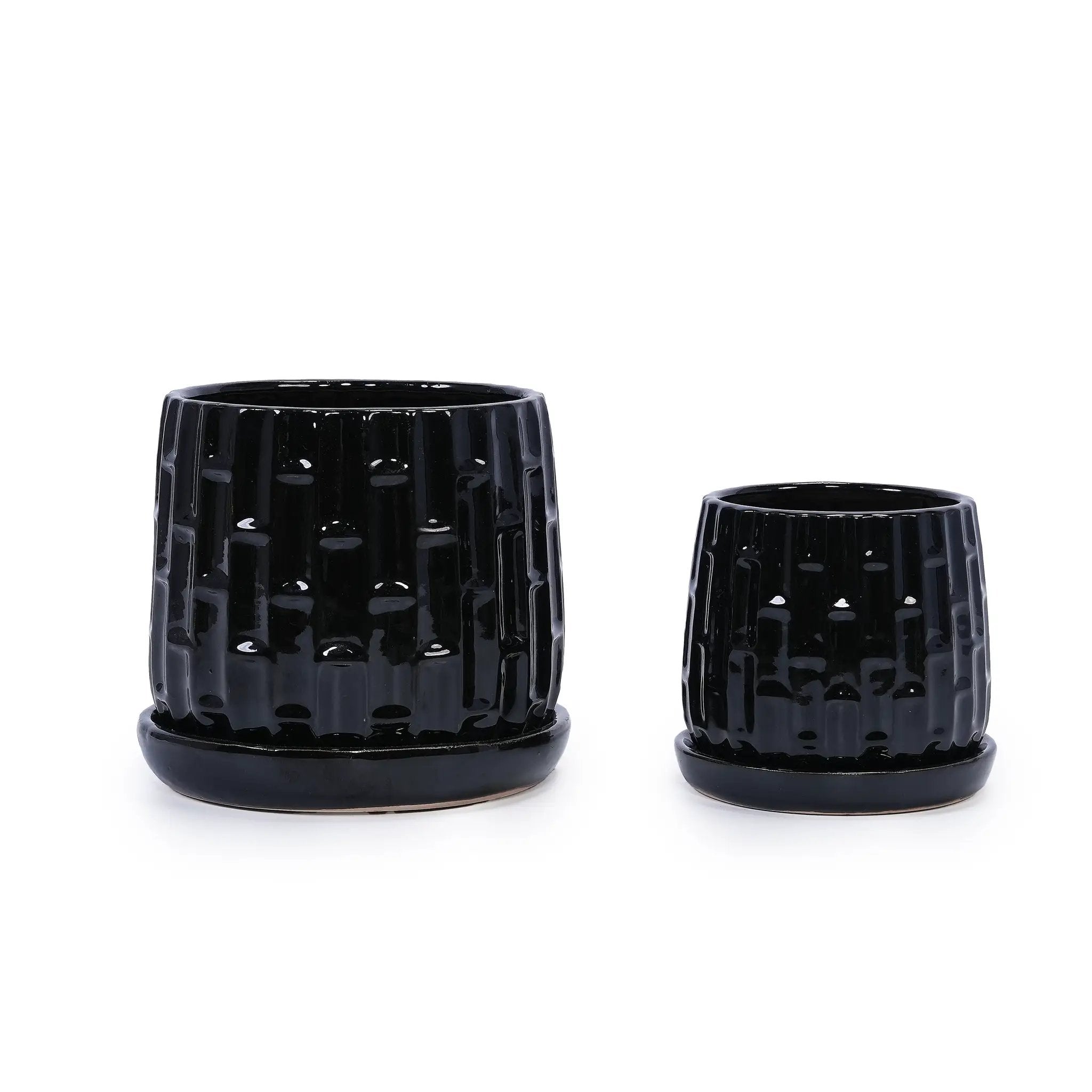 Handmade Ceramic Flower Pot with Groove Pattern by HouseOfZazla