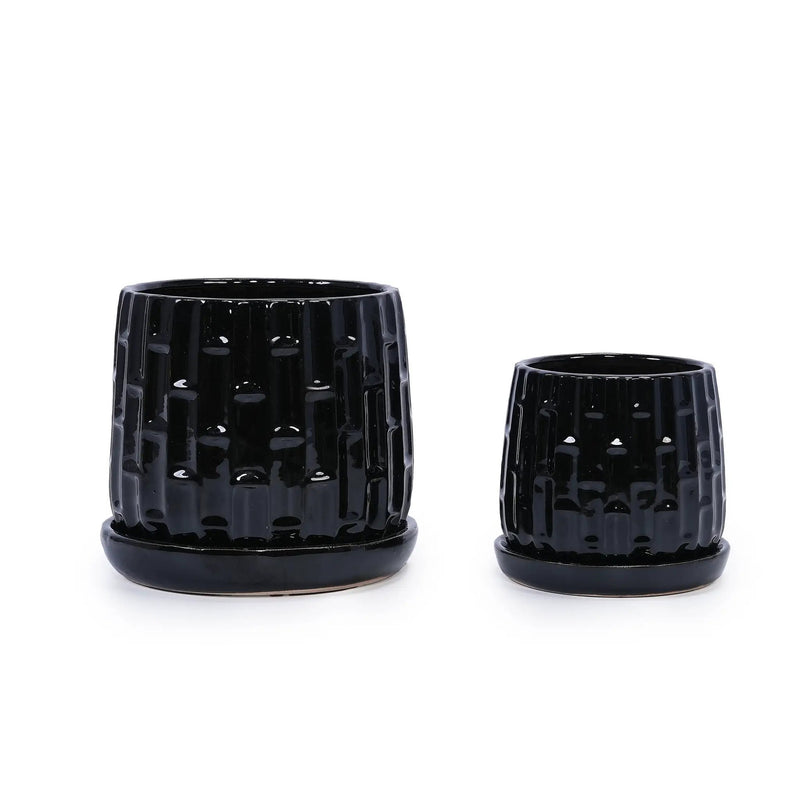 Handmade Ceramic Flower Pot with Groove Pattern by HouseOfZazla
