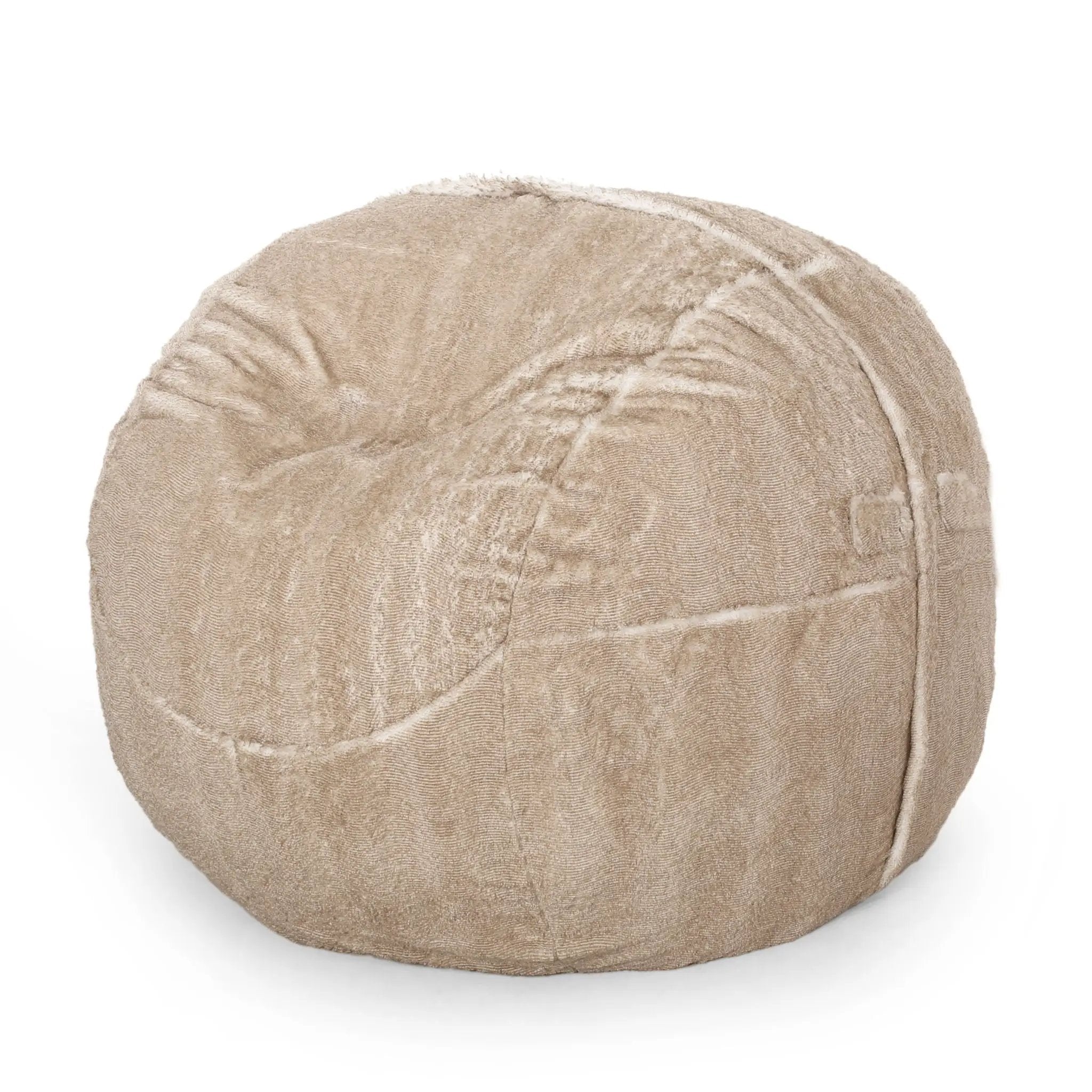 Vida - Modern 5 Foot Rounded Bean Bag - Snow White / Beige by HouseOfZazla
