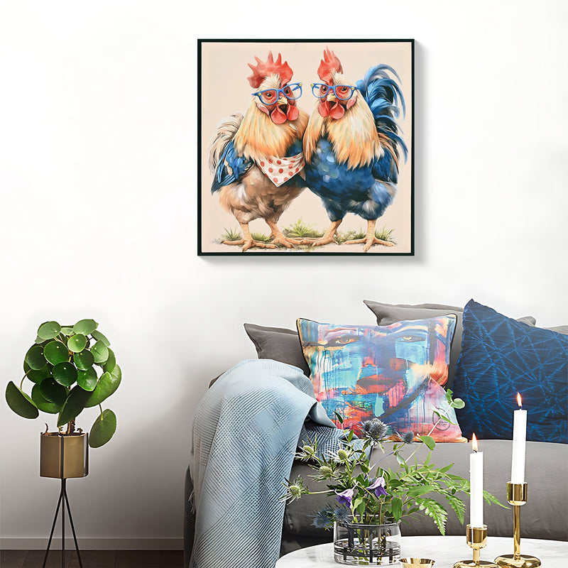Farmhouse Rooster Wall Art, Rustic Canvas Print 24" x 24" by HouseOfZazla