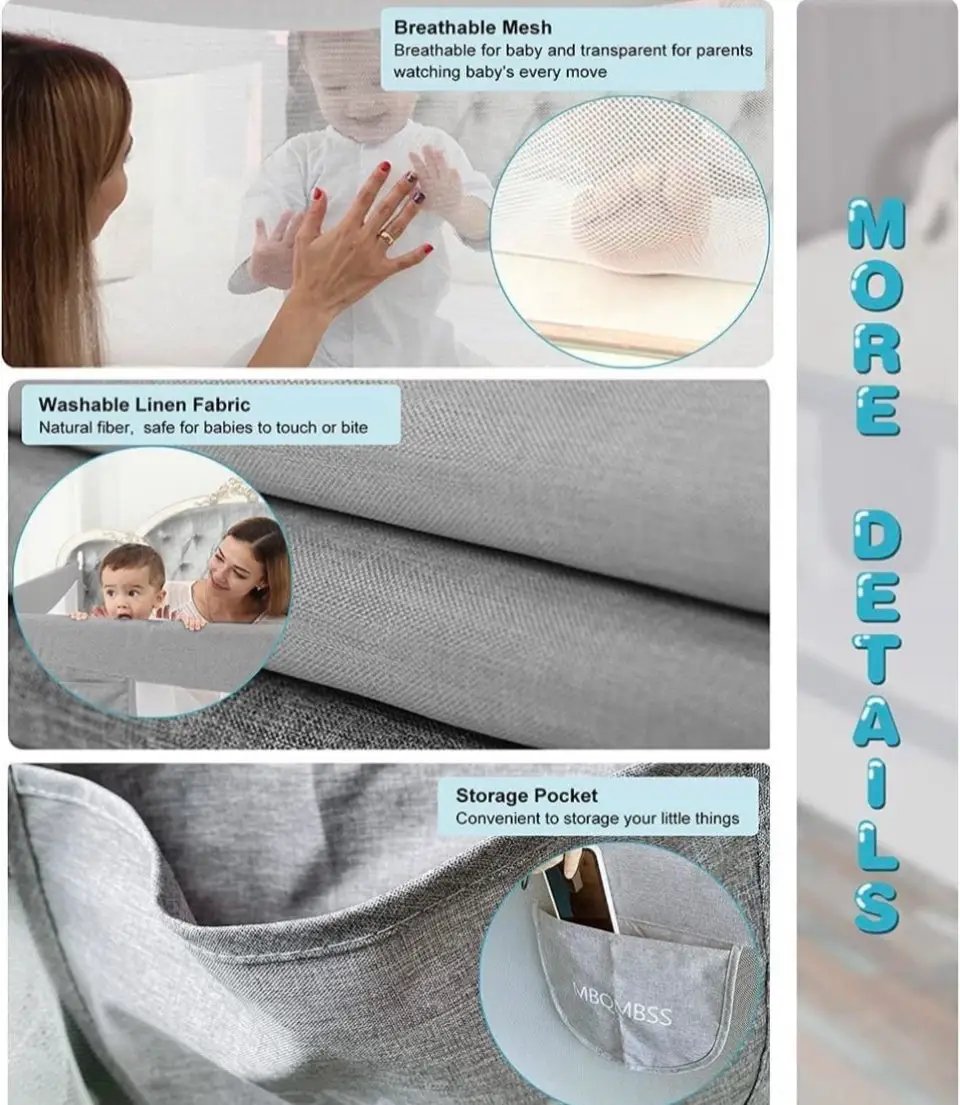 MBQMBSS 52" Bed Rail for Toddlers, Baby Bed Guard Rails - Fit for Wide Side of Full Size Bed, Extra Tall Safety Bedrails for Kids, Adjustable Height, by Selzalot