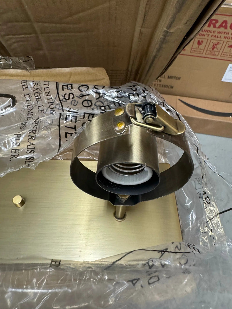 Progress Lighting Calhoun Collection 30-1/4 in. 4-Light Gold Vintage Brass Clear Glass Farmhouse Urban Industrial Bathroom Vanity Light by Selzalot