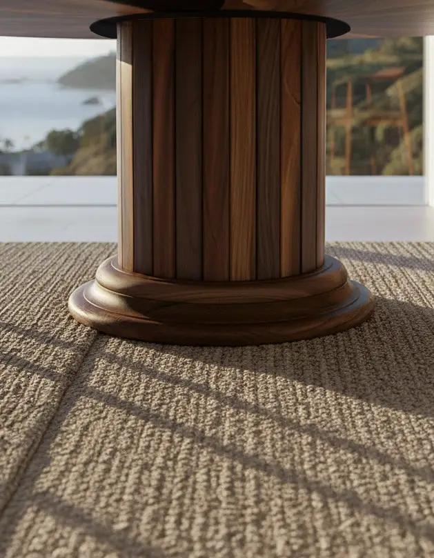 Round Dining Table with Solid Wood Drum Pedestal Base, photo 4 of 5