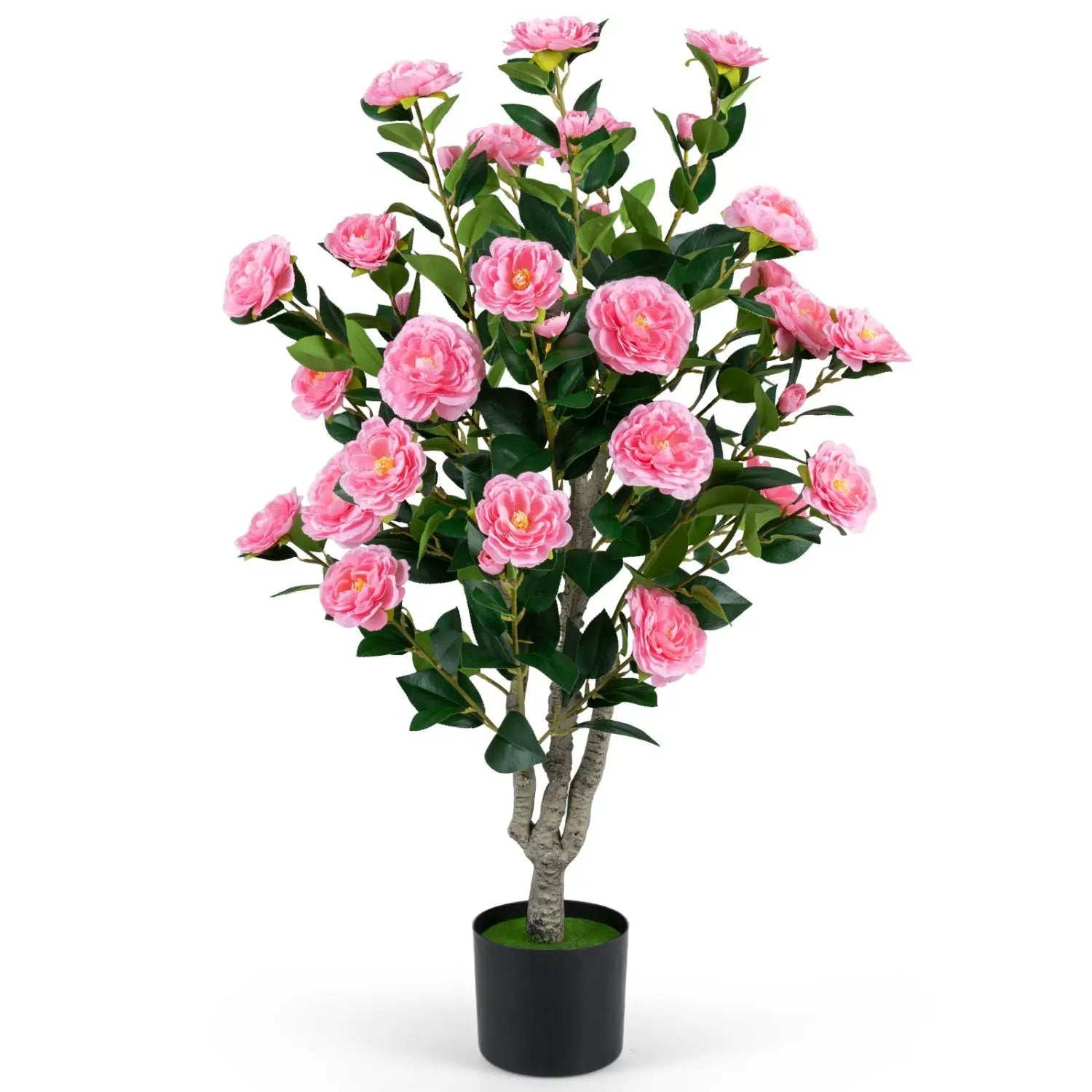 Artificial Camellia Tree 39.5" with Cement Pot by DirectDeals
