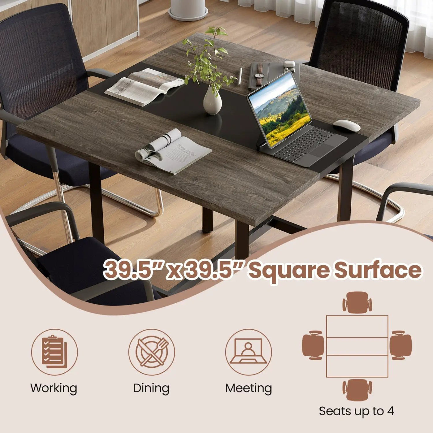 39.5" Square Conference Table with Thickened Tabletop by DirectDeals