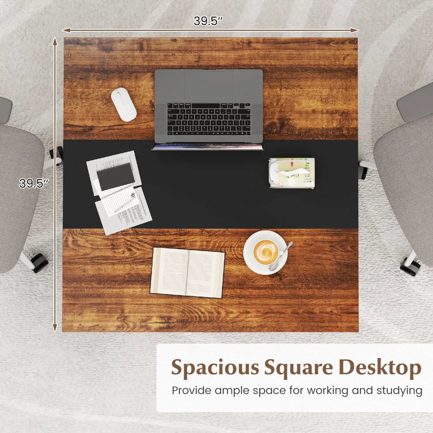 39.5" Square Conference Table with Thickened Tabletop by DirectDeals