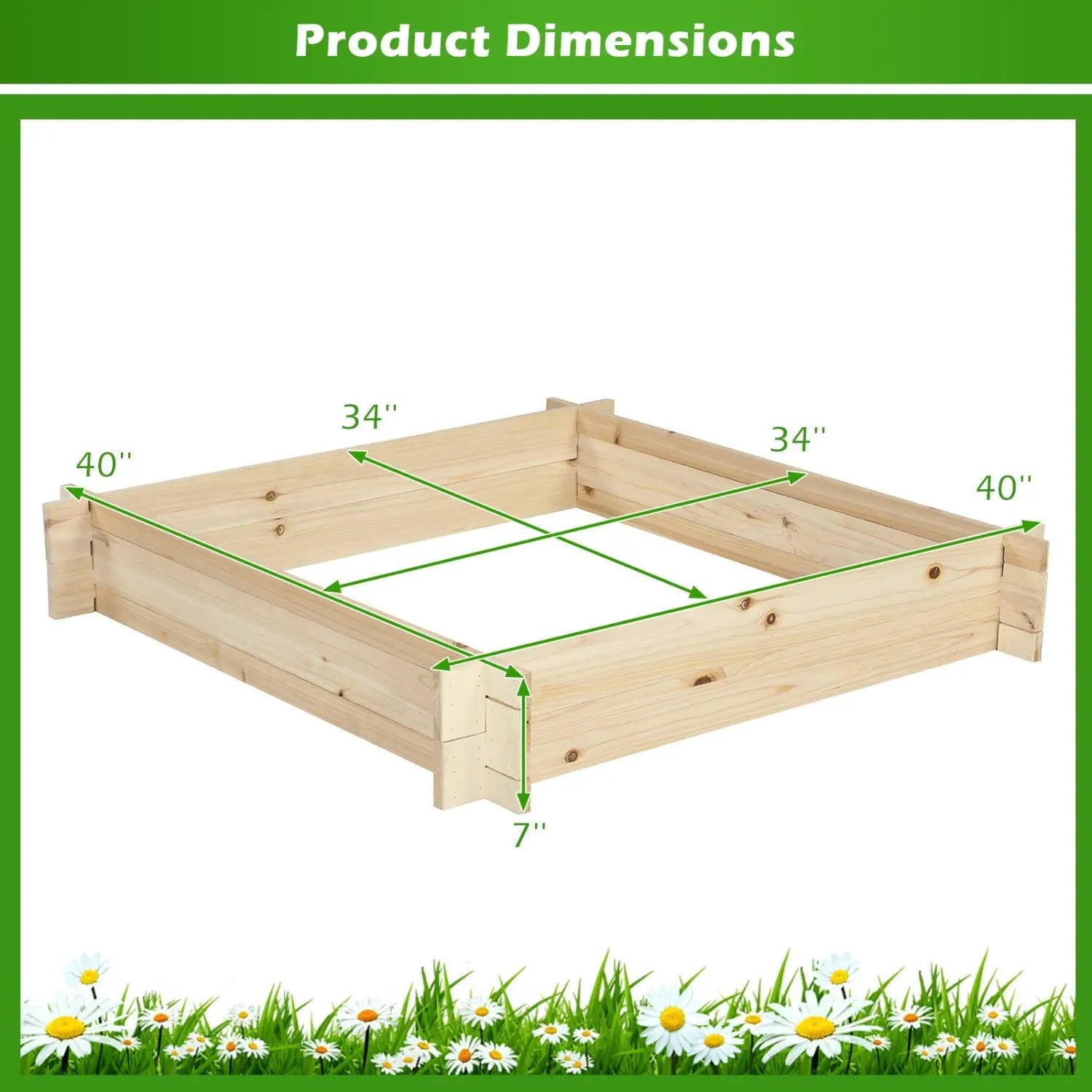 39.5" x 39.5" Square Wooden Raised Garden Bed by DirectDeals