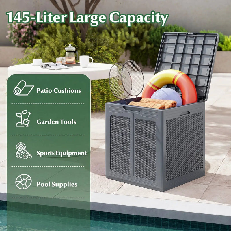 39 Gallon Deck Box with Lockable Lid - Weatherproof Storage by DirectDeals