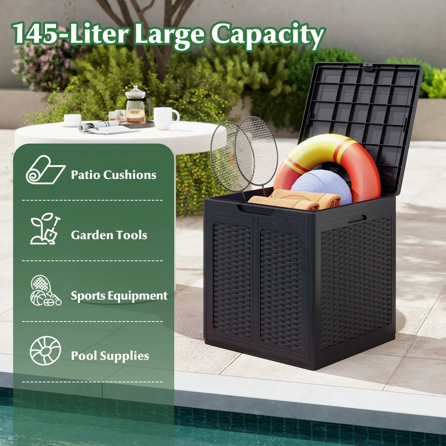 39 Gallon Deck Box with Lockable Lid - Weatherproof Storage by DirectDeals