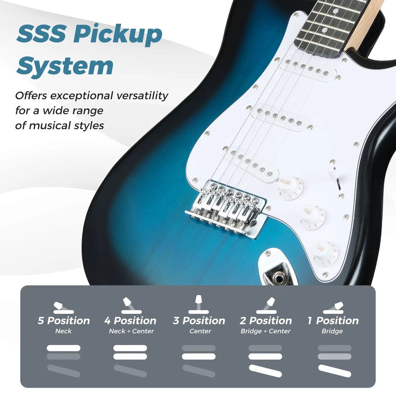 39 Inch Full Size Electric Guitar Beginner Kit with Amplifier for Starter by DirectDeals