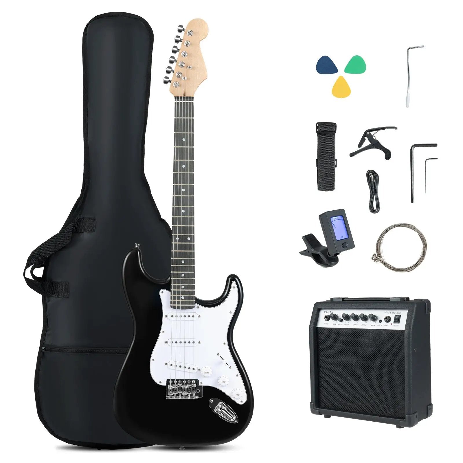 39 Inch Full Size Electric Guitar Beginner Kit with Amplifier for Starter by DirectDeals
