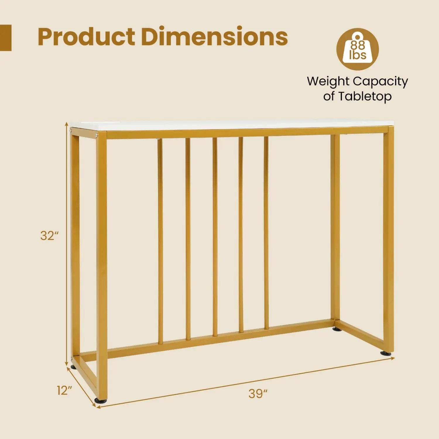 39"Modern Console Table with Built-in Charging Station by DirectDeals