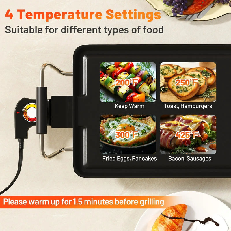 39.5 Inch Extra Large Electric Griddle with 2 Cooking Surface and Adjustable Temperatures by DirectDeals