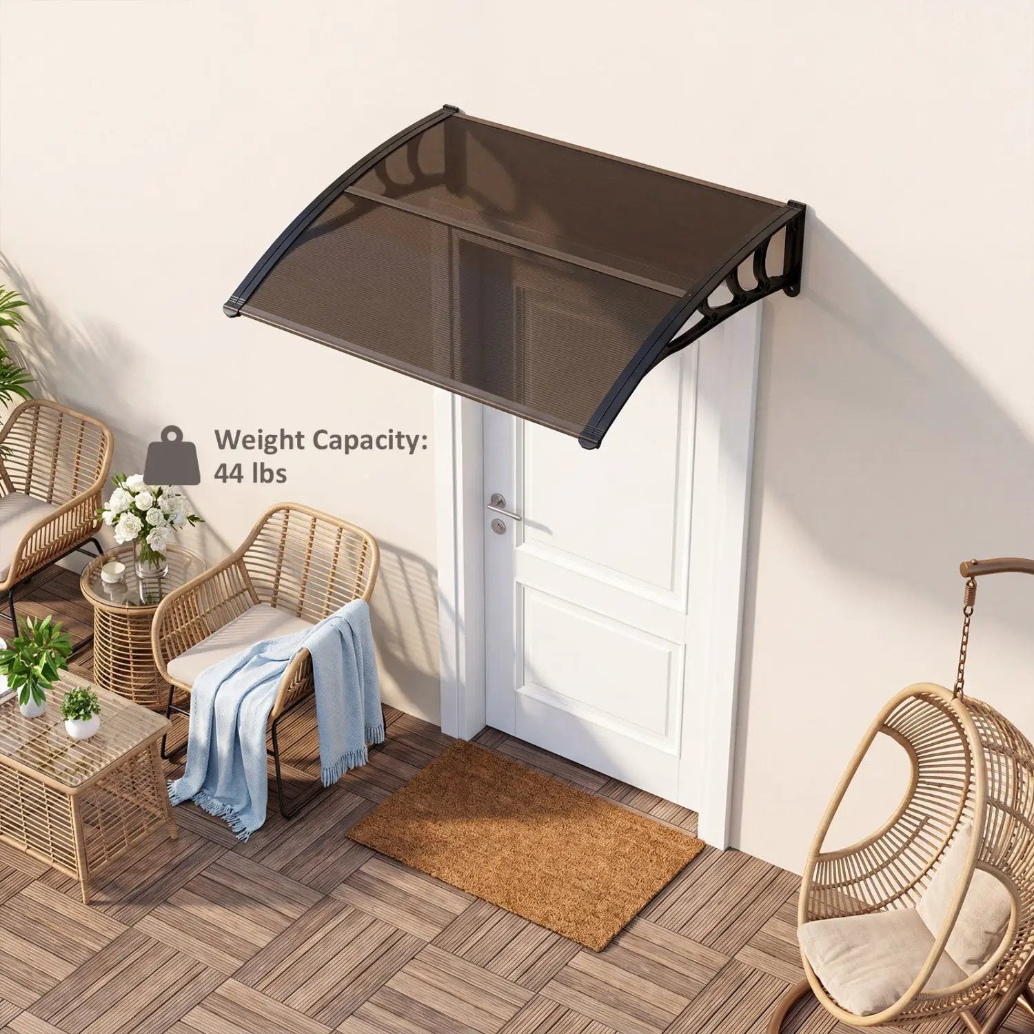 Door Awning 39x30 Inch Polycarbonate Window Canopy by DirectDeals