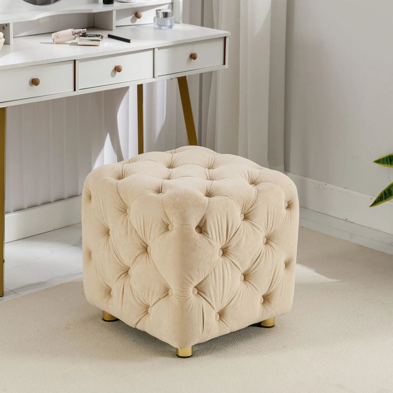 Modern Upholstered Ottoman, Exquisite Small End Table, Soft Foot Stool, Dressing Makeup Chair, Comfortable Seat For Living Room, Bedroom, Entrance by HouseOfZazla