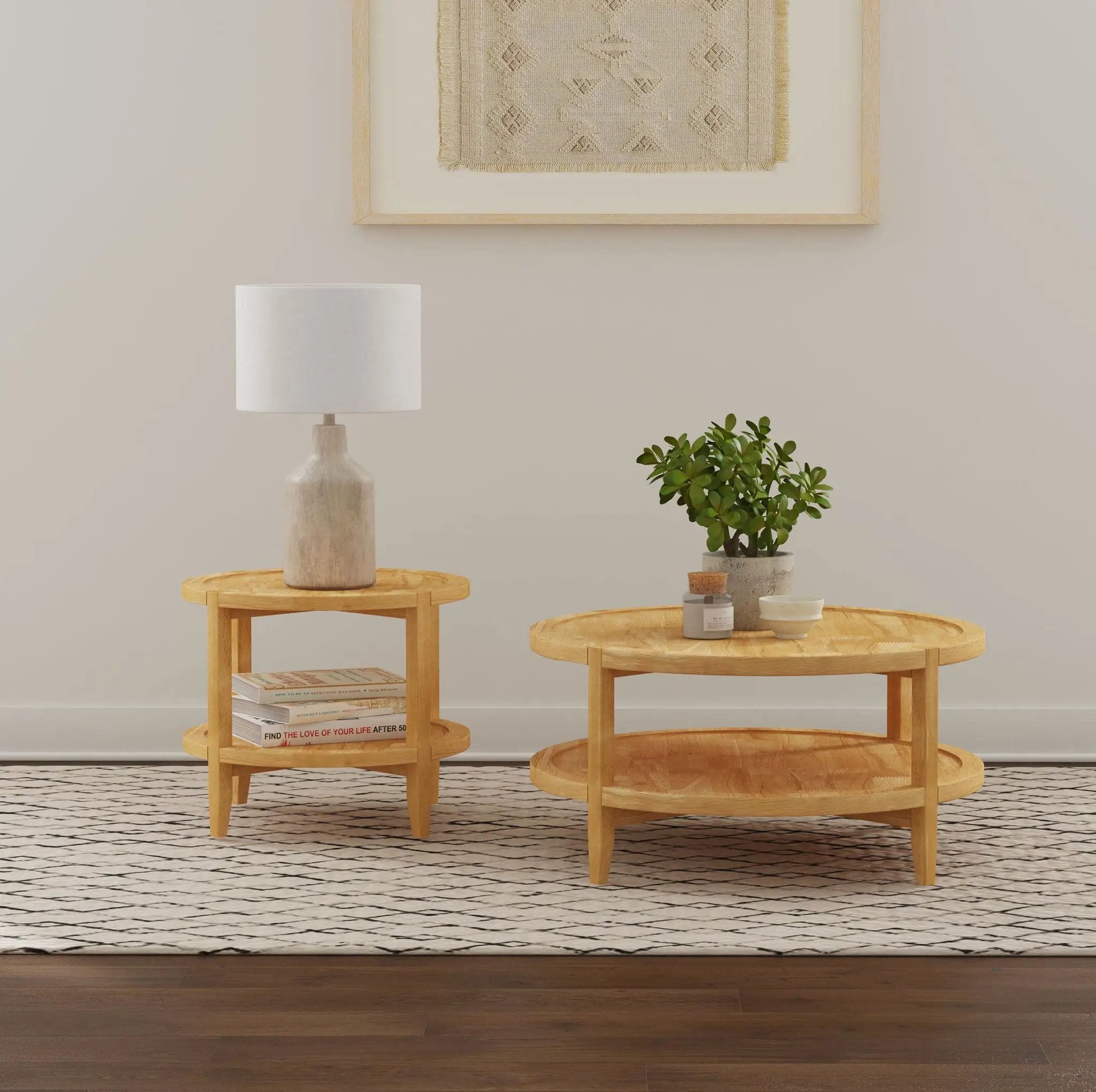 Camillo 2-piece Round Coffee and End Table Set Maple by Unique Piece Furniture