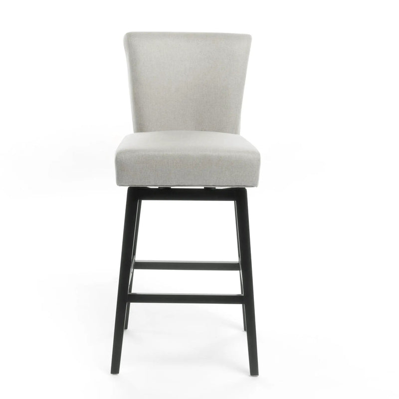 Quicksilvered Upholstered Swivel Counter Stool With Wood Legs - Beige by HouseOfZazla
