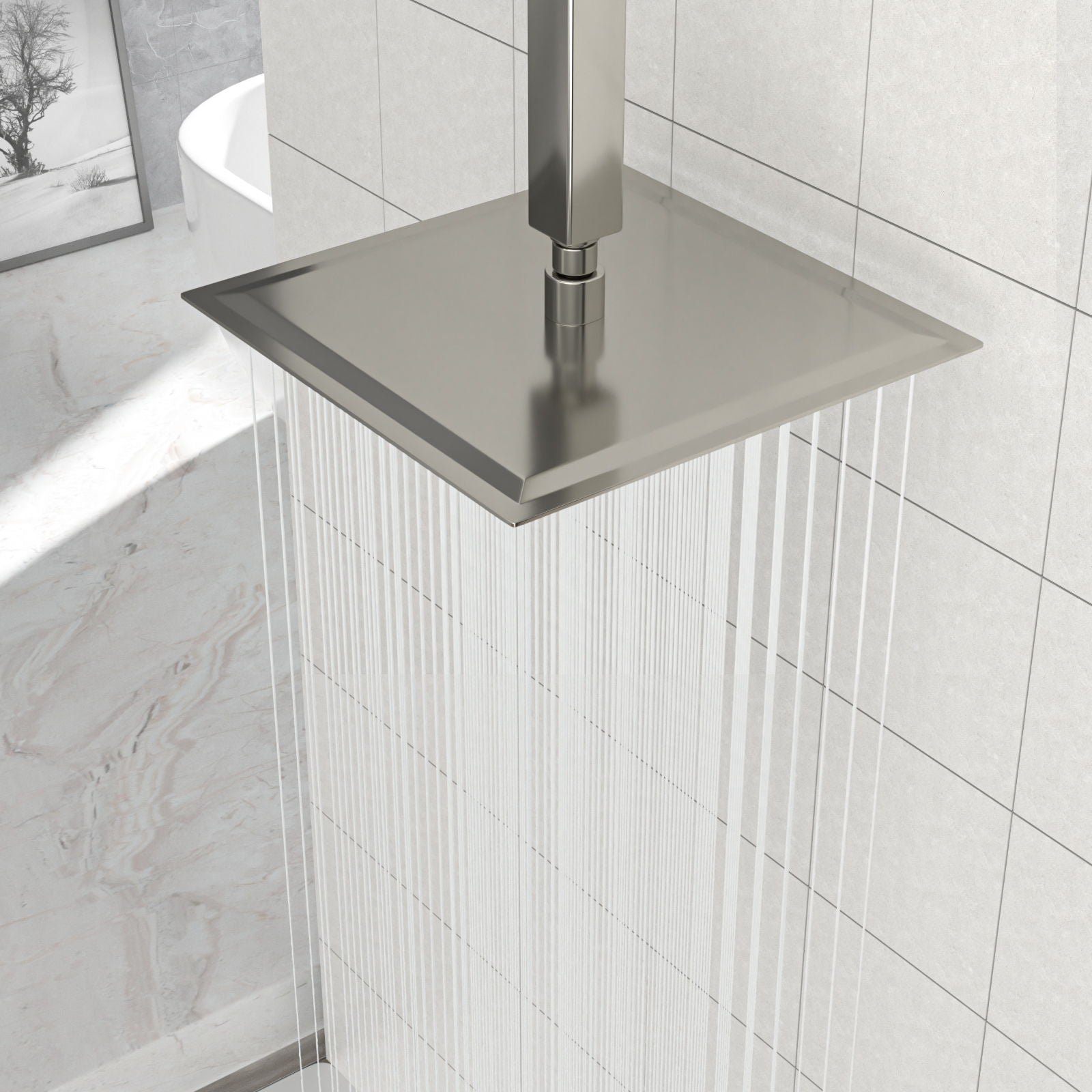 Modern 10" Square Rainfall Shower Head & Stainless Steel Wall Or Ceiling Mount Luxury Spa Shower Panel by HouseOfZazla