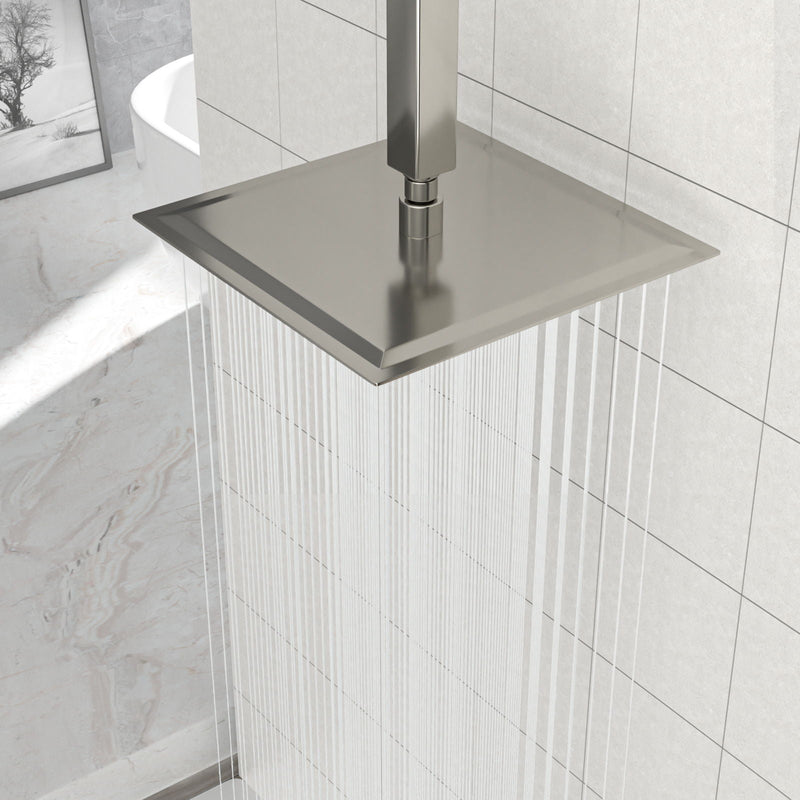 Modern 10" Square Rainfall Shower Head & Stainless Steel Wall Or Ceiling Mount Luxury Spa Shower Panel by HouseOfZazla