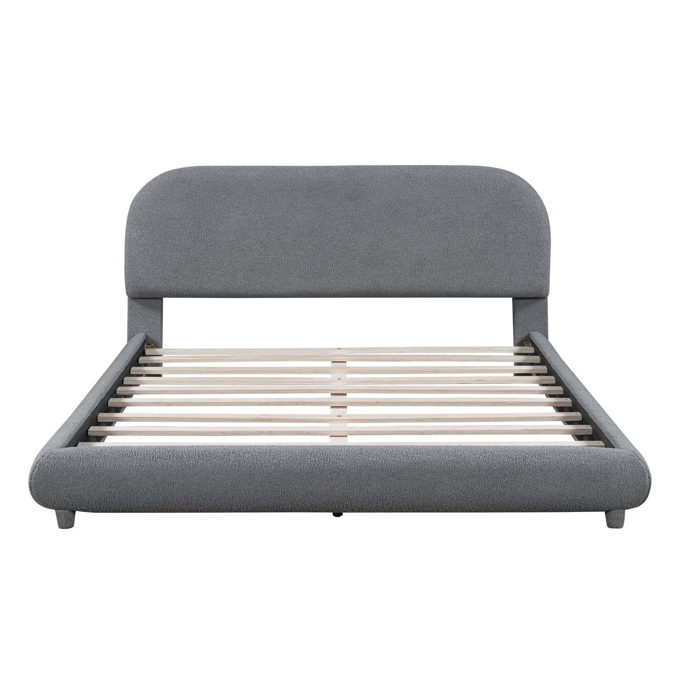 Upholstered Platform Bed With Thick Solid Frame And Stylish Curve-Shaped Design by HouseOfZazla