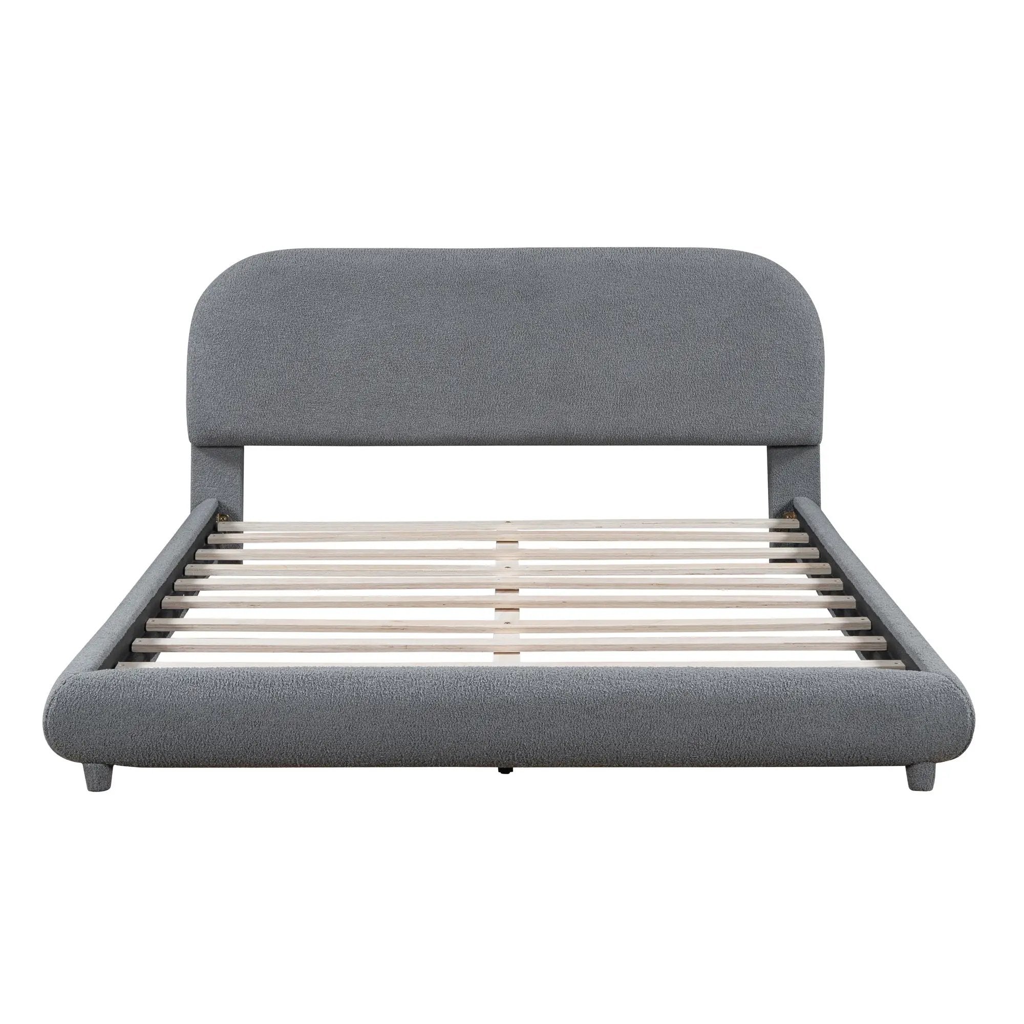 Upholstered Platform Bed With Thick Solid Frame And Stylish Curve-Shaped Design by HouseOfZazla