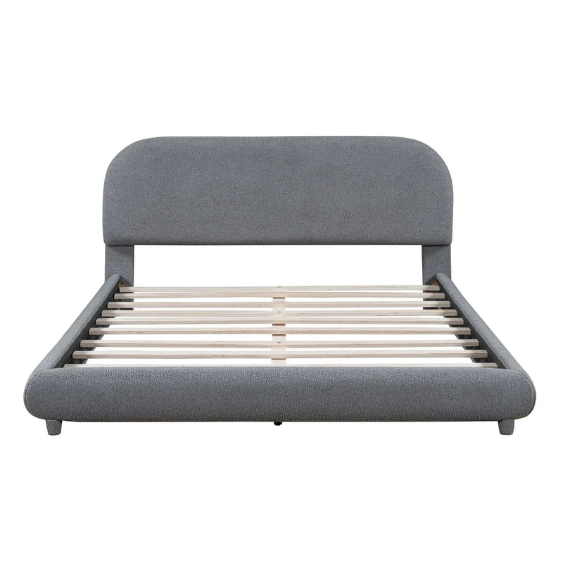 Upholstered Platform Bed With Thick Solid Frame And Stylish Curve-Shaped Design by HouseOfZazla