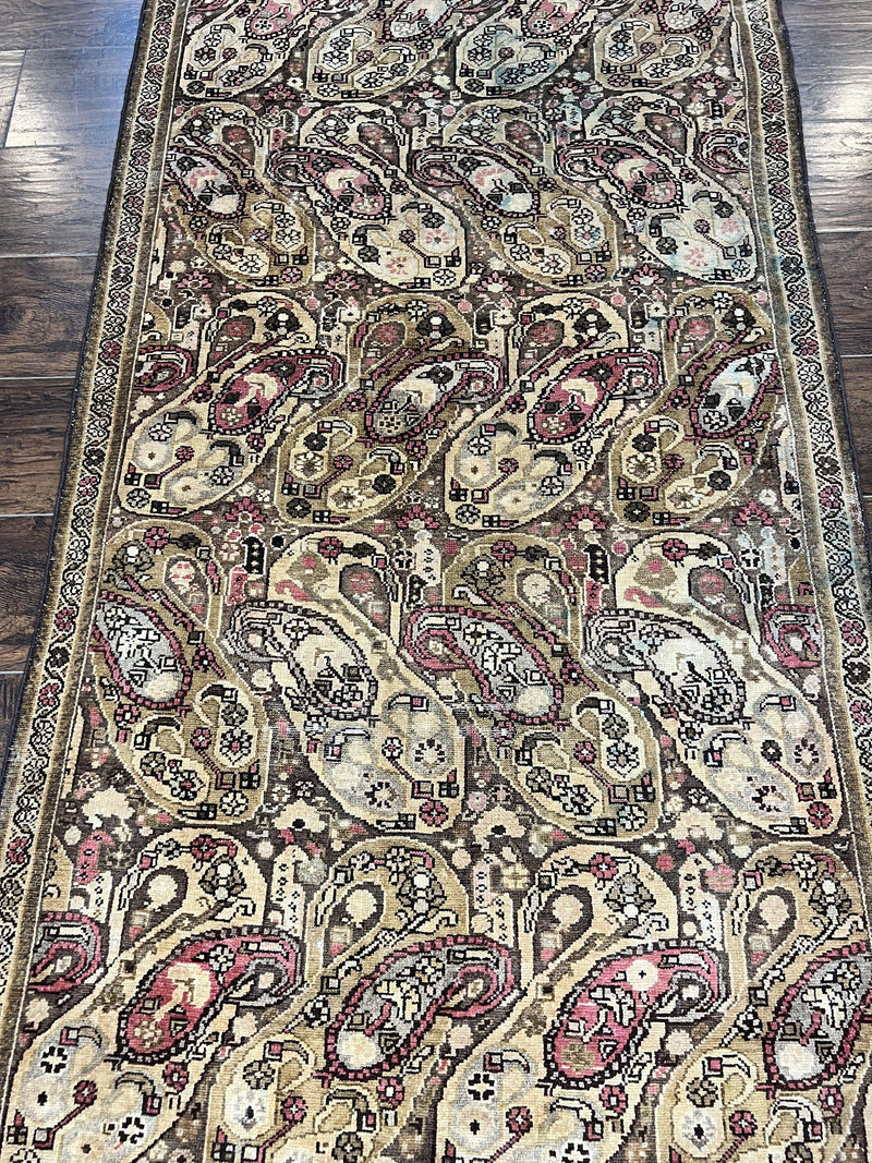 Antique Persian Malayer Runner Rug 3x16, Repeated Boteh Paisley Design, Rare Rug, 1920s Antique Oriental Carpet, Wool Handmade Hand Knotted 3 x 16 ft Rug by Jewel Rugs