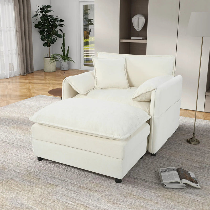 Oversized Chair With Movable Ottoman, Soft Upholstered Lounge Chair by Unique Piece Furniture