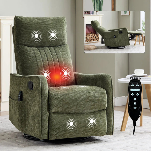 Green Heat Massage Manual Recliner Chair