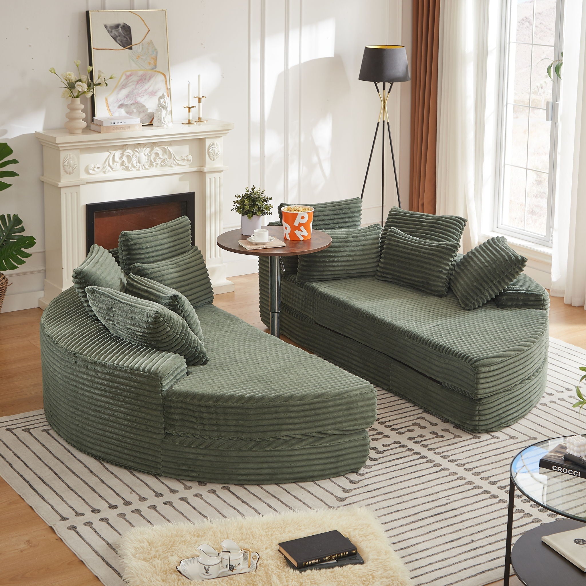 Round Oversized Sofa Bed With 5 Throw Pillows by HouseOfZazla