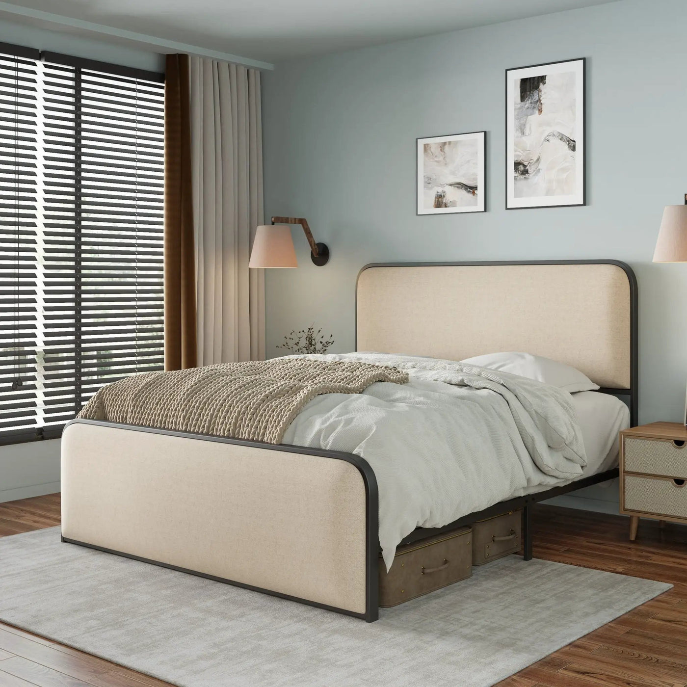 Modern Bed With Curved Upholstered Headboard and Footboard by HouseOfZazla