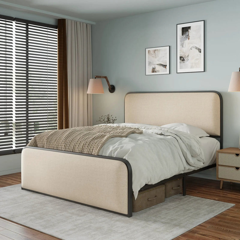 Modern Bed With Curved Upholstered Headboard and Footboard by HouseOfZazla