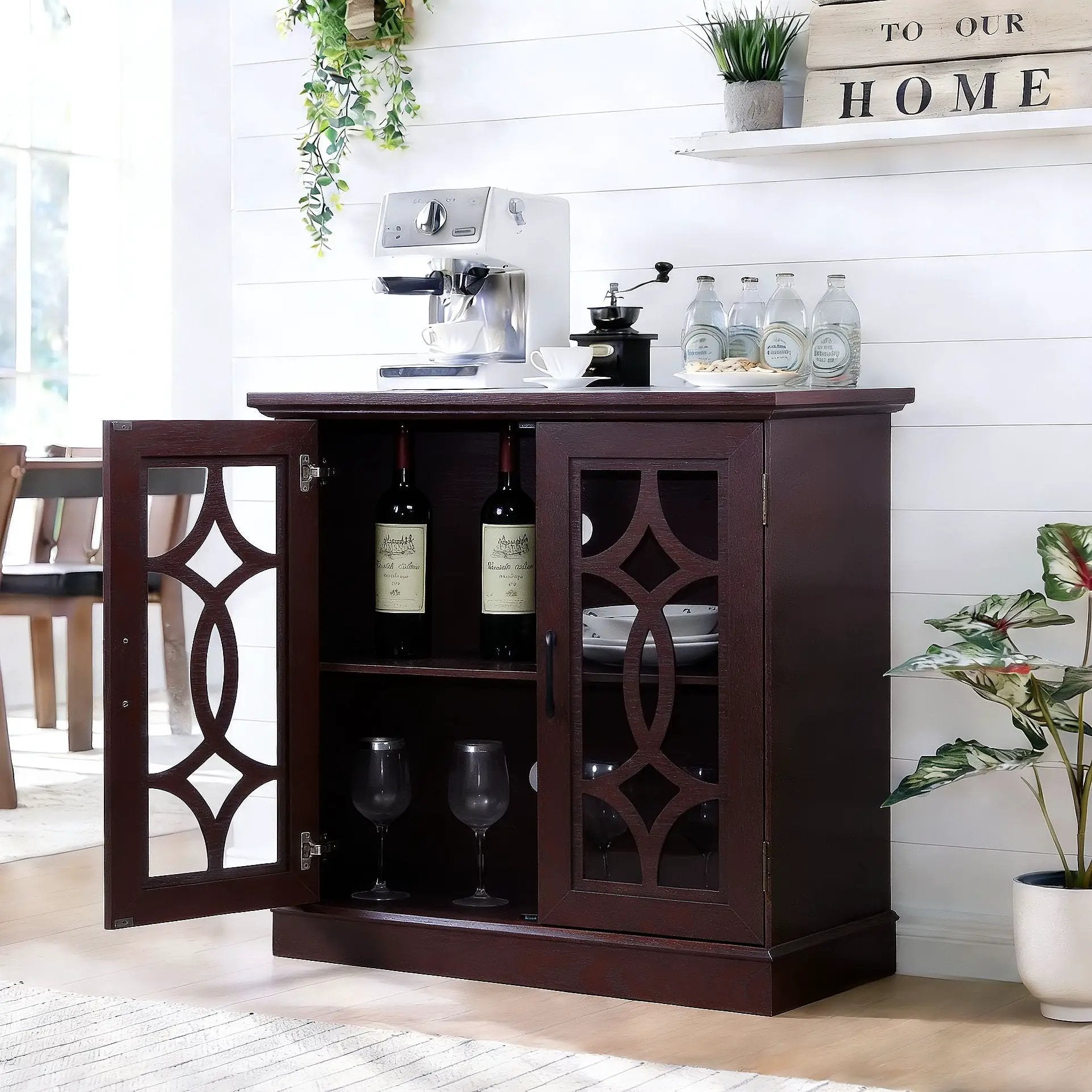 Modern Sideboard With Tempered Glass Doors - Ox Blood Red by HouseOfZazla
