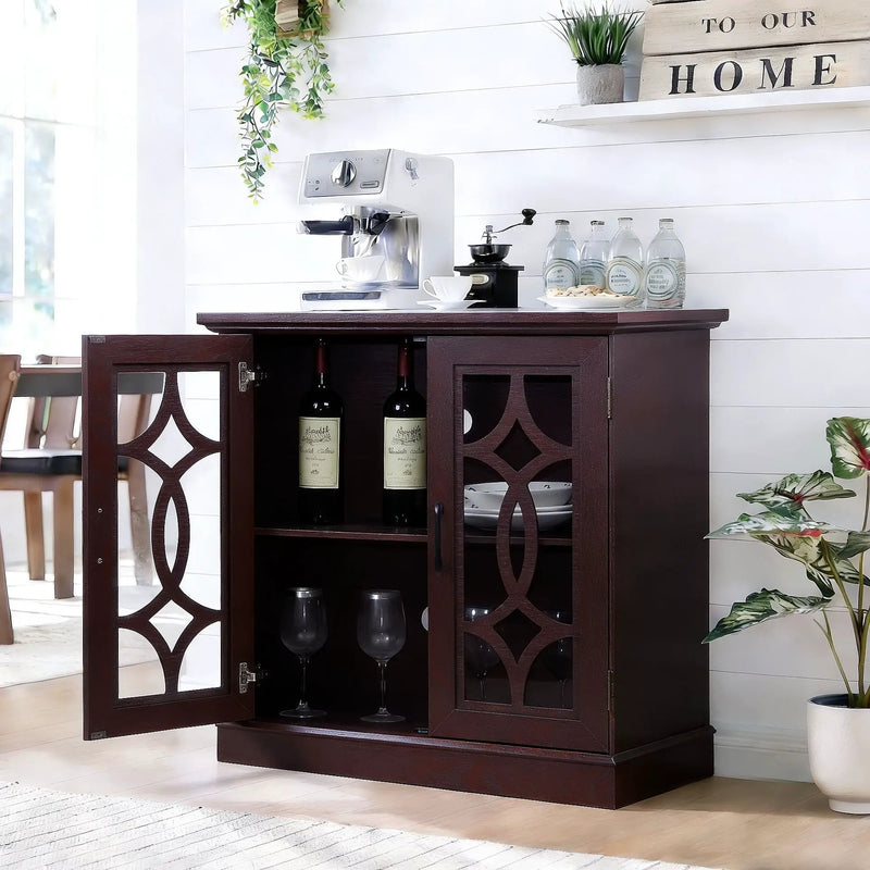 Modern Sideboard With Tempered Glass Doors - Ox Blood Red by HouseOfZazla
