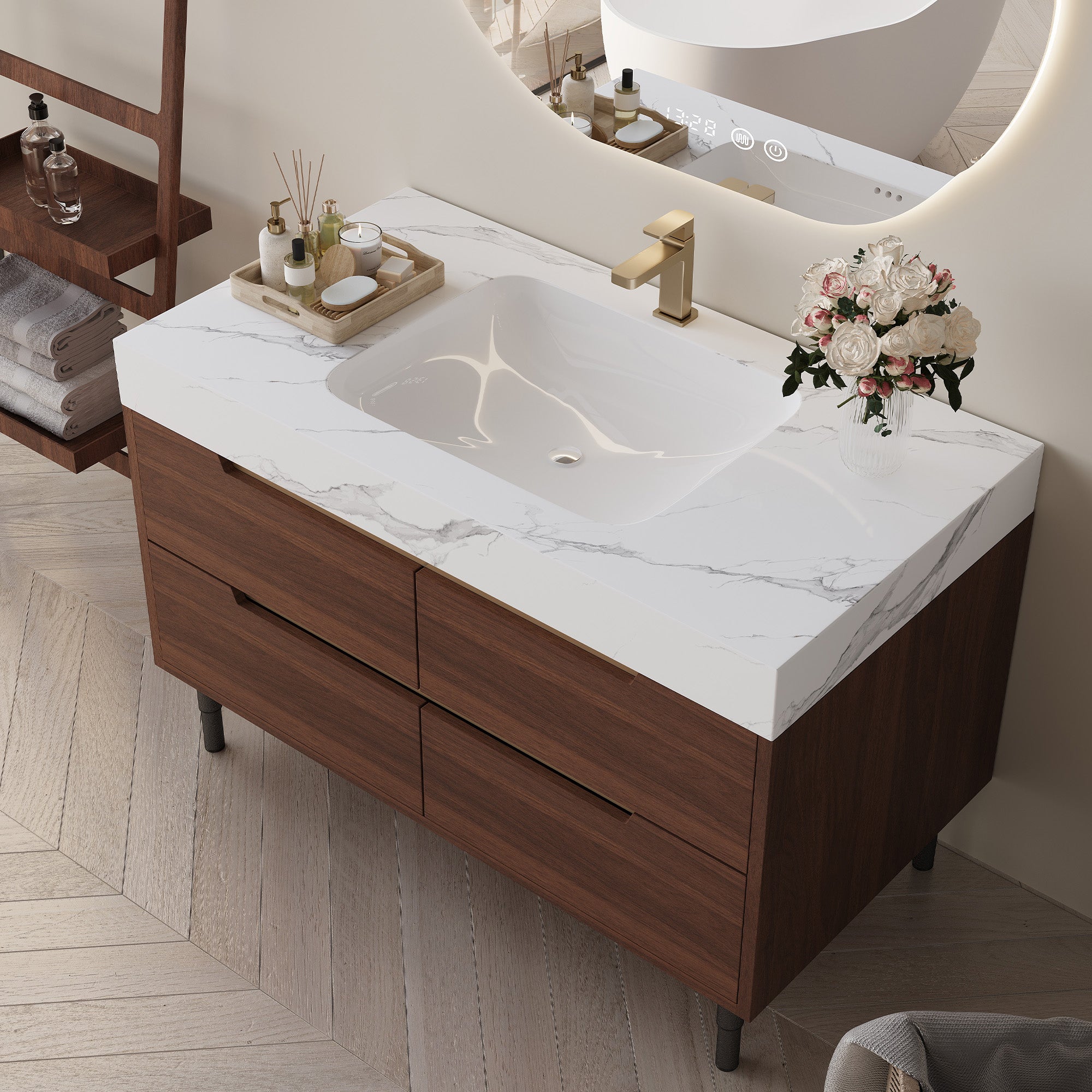35.4" Farmhouse Free-standing Sintered Stone Bathroom Vanity with Undermount Sink by HouseOfZazla
