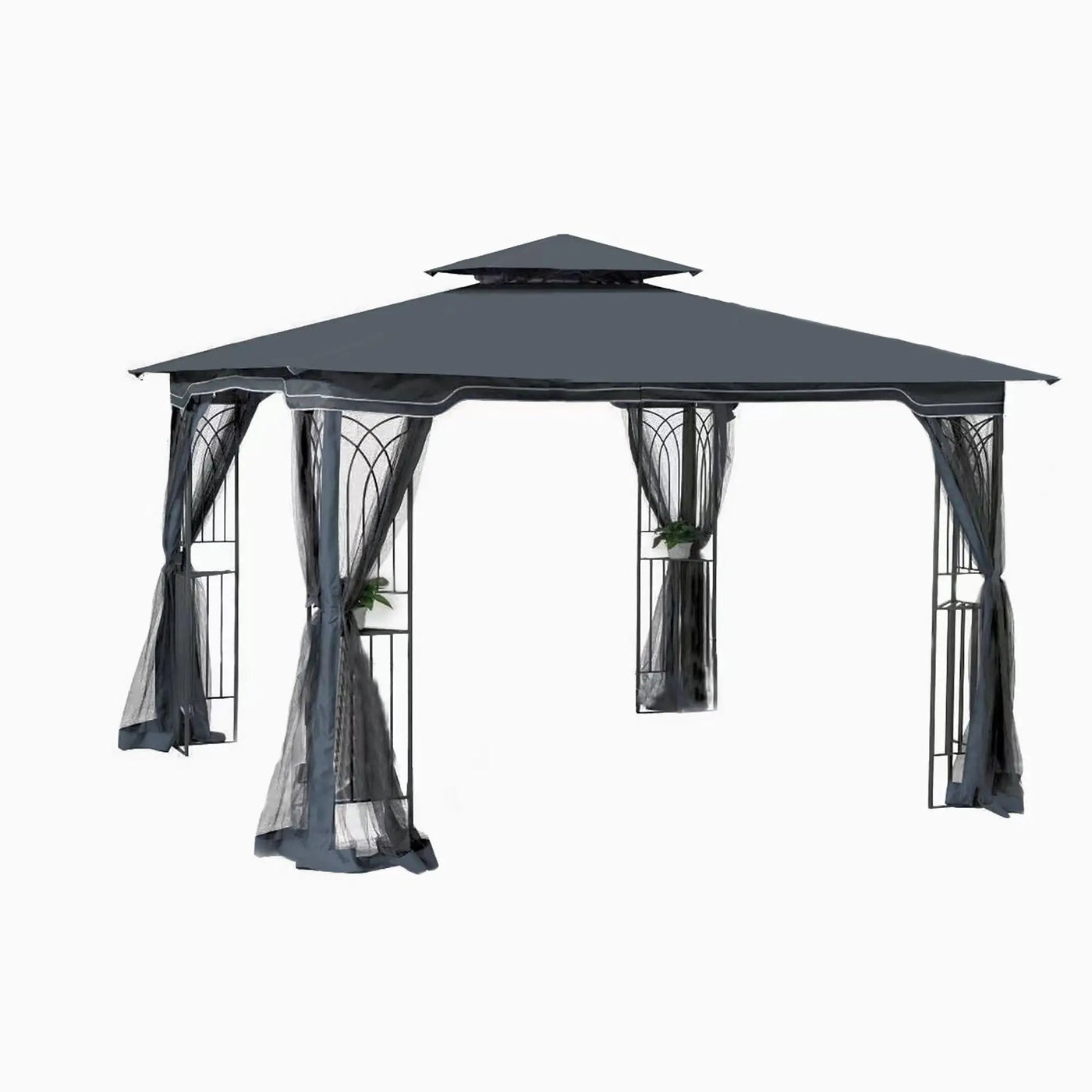 Patio Gazebo Tent With Ventilated Double Roof And Mosquito Net by Unique Piece Furniture