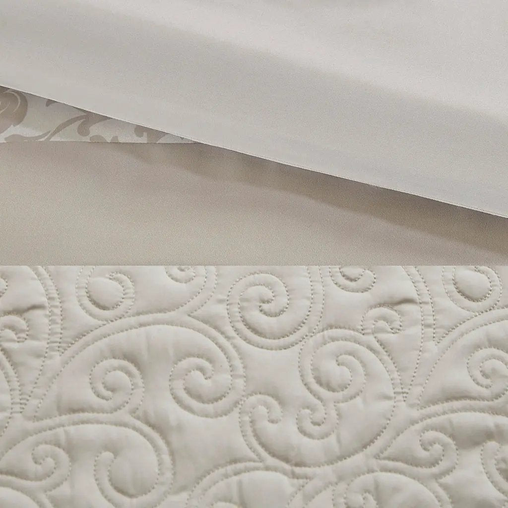 Embroidered 8 Piece Comforter Set Neutral King by HouseOfZazla