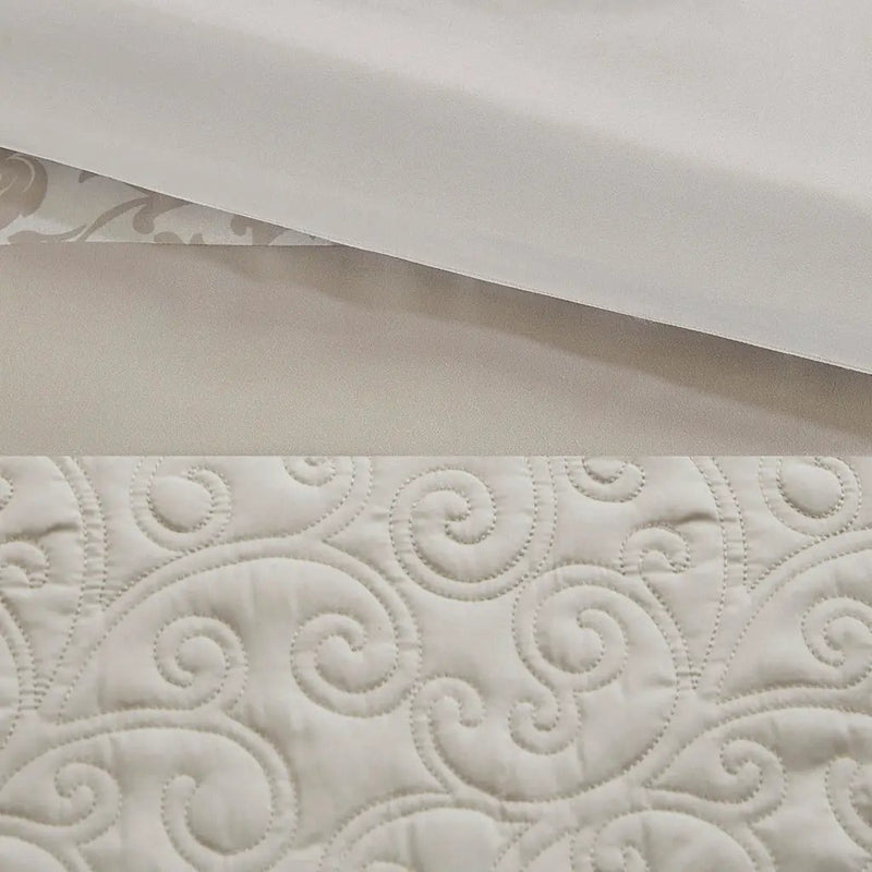 Embroidered 8 Piece Comforter Set Neutral King by HouseOfZazla