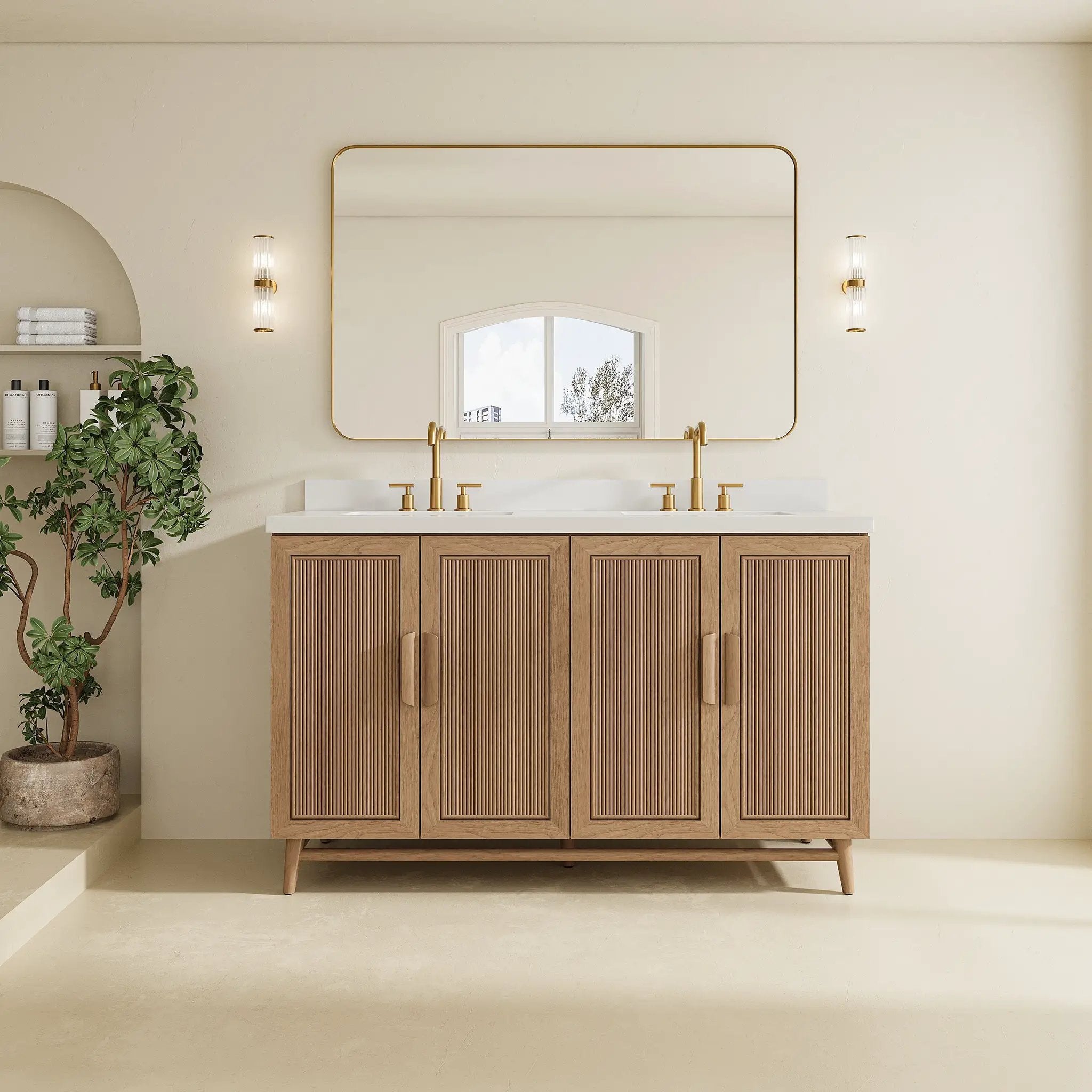 Fully Assembled 60'' Light Coffee Single Sink Bathroom Vanity by HouseOfZazla