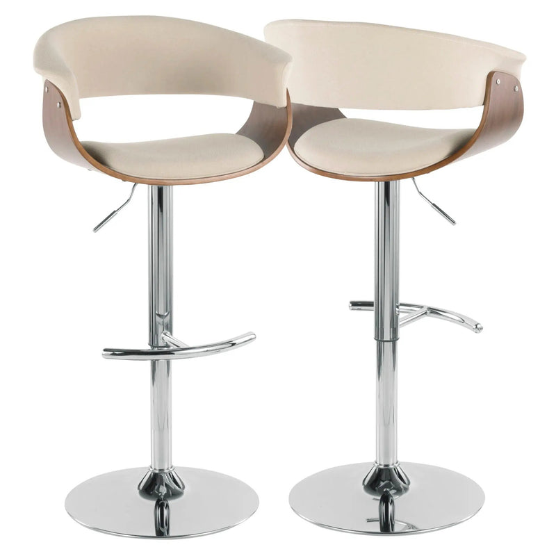 Vintage Mod - Mid Century Modern Adjustable Height Barstool With Swivel With Rounded T Footrest (Set of 2) by Unique Piece Furniture