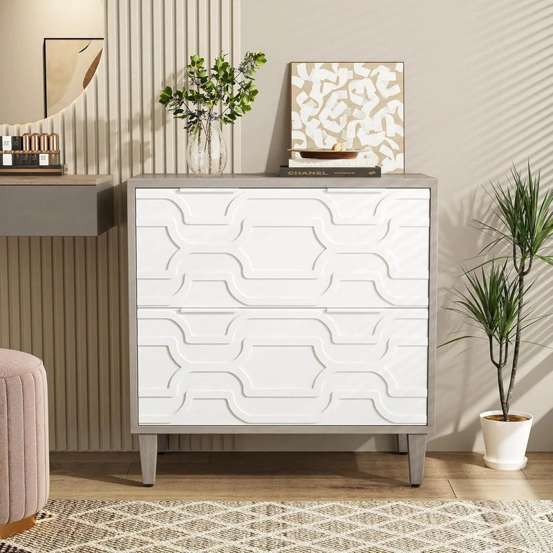 2 Drawer Lateral File Cabinet, Fits A4 / Letter / Legal - Gray / White by HouseOfZazla