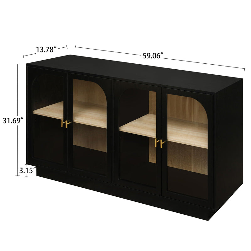 Storage Cabinet With Door For Living Room, Dining Room - Black by HouseOfZazla