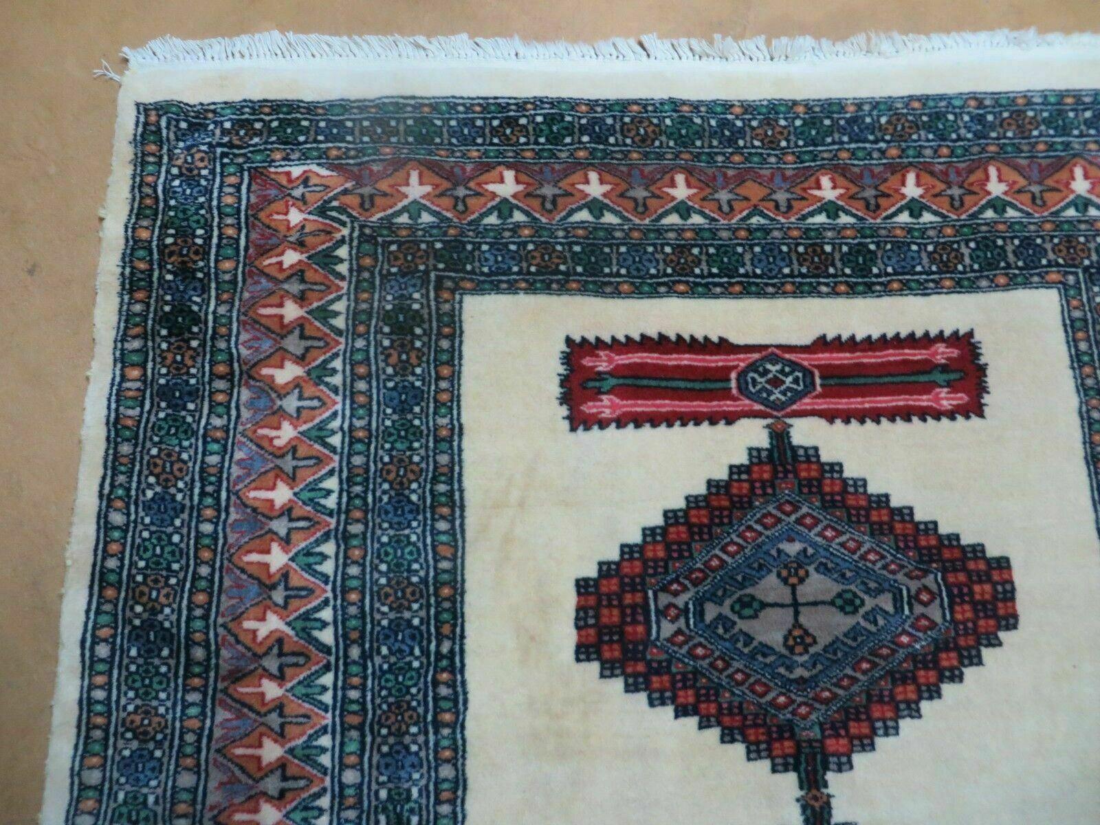 4' X 6' Vintage Handmade Bokhara Turkoman Pakistan Wool Rug Carpet Nice by Jewel Rugs