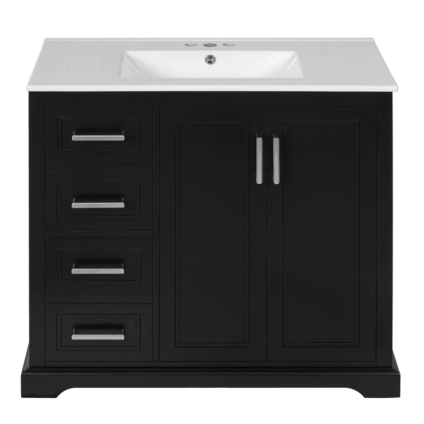 Bathroom Vanity With Sink, Soft Close Doors, Adjustable Shelf & 3 Drawers by Unique Piece Furniture