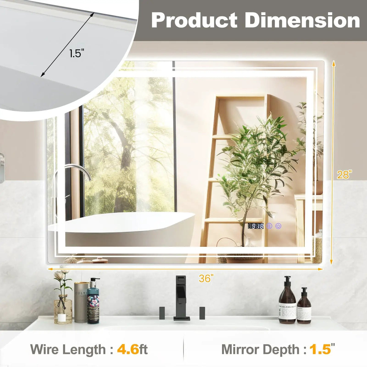 Defogging LED Bathroom Mirror with Memory Function and Anti-Fog, photo 20 of 24