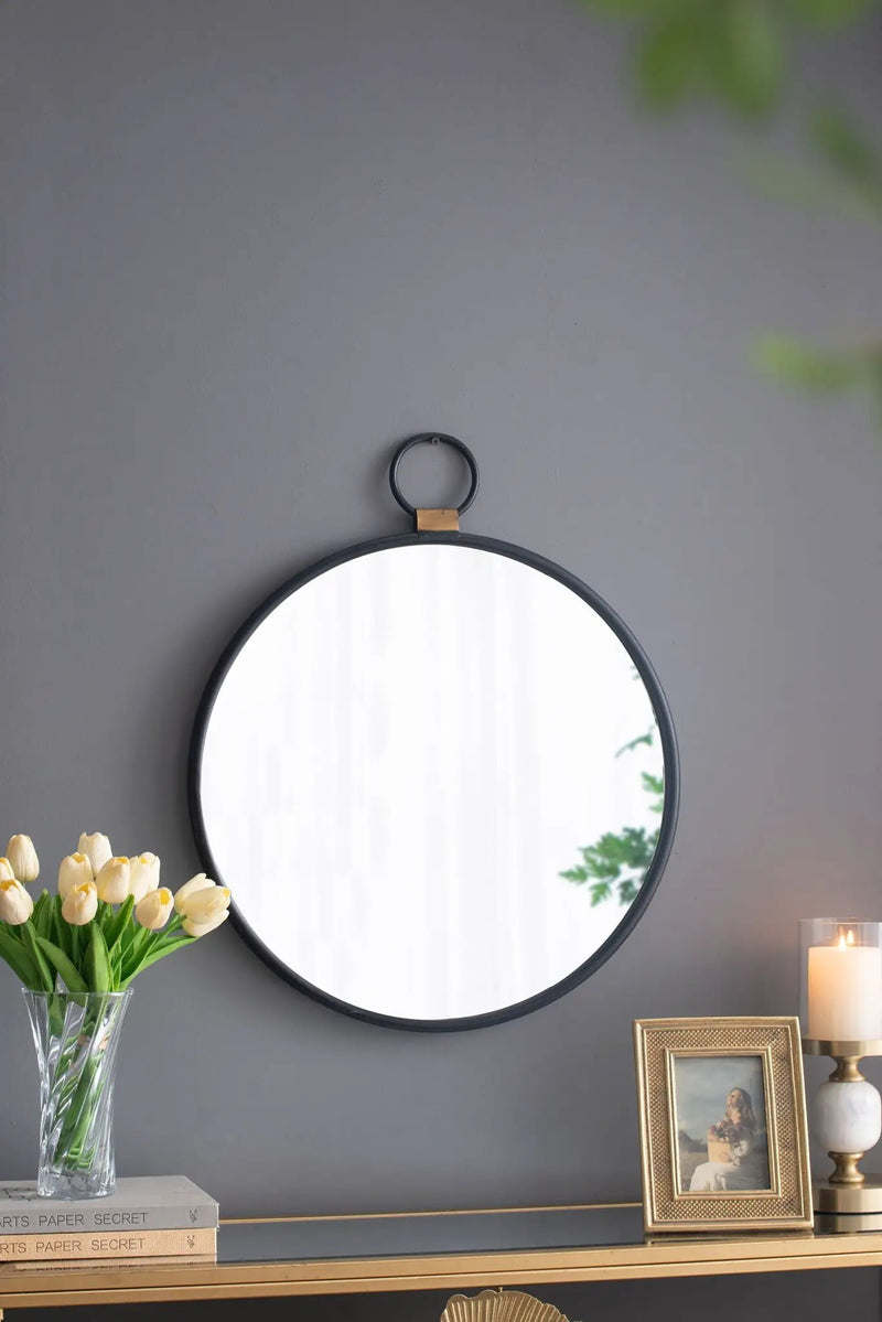Wall Mirror With Frame, Contemporary Minimalist Accent Mirror For Living Room, Foyer, Entryway, Bedroom - Black by HouseOfZazla